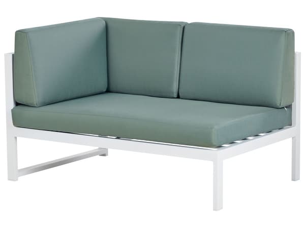 Loungegrupp Vit Aluminiumram Gröna Dynor Modulär L-formad Utomhus