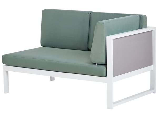 Loungegrupp Vit Aluminiumram Gröna Dynor Modulär L-formad Utomhus