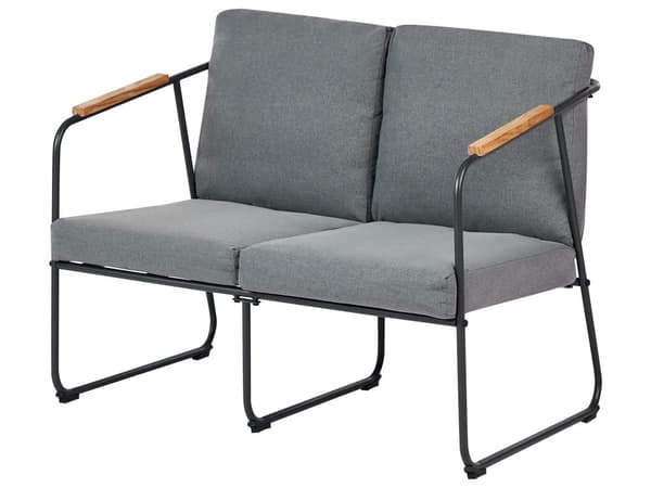 Hagesofasett Grått Loungesett Stål 4-seters Sett med bord Industriell stil Hage Uteplass Balkong