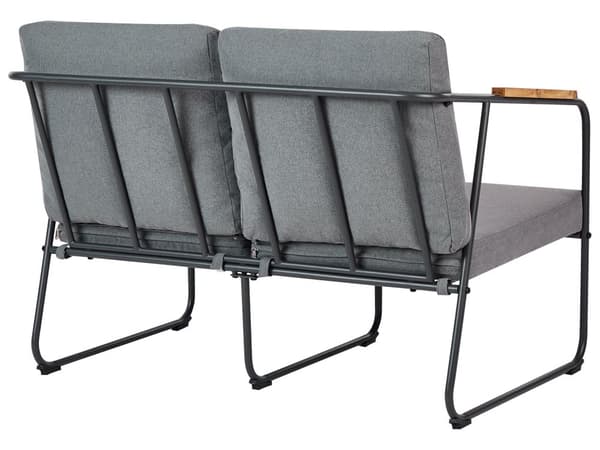 Hagesofasett Grått Loungesett Stål 4-seters Sett med bord Industriell stil Hage Uteplass Balkong