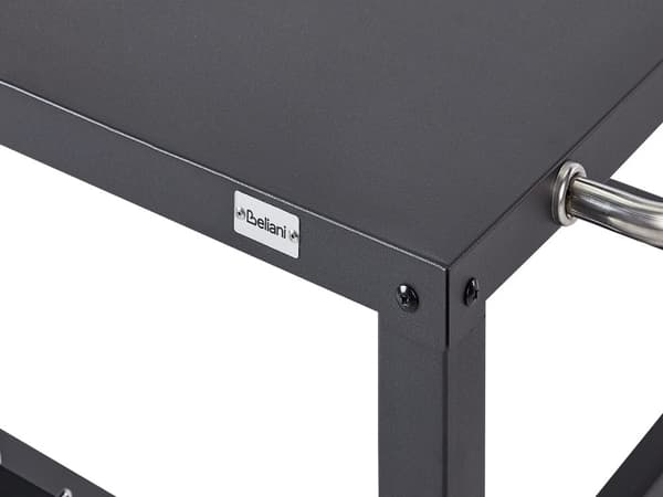 Utendørs trillebord Svart Stål 2 hjul Håndklestang Kroker Hylle Moderne design Serveringsvogn Hagemøbler