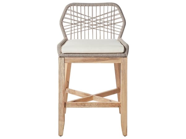 Bistrosett Lyst akasietre Grå 2 barstoler med beige puter Bord med bordplate i betong Industriell stil Hagesett