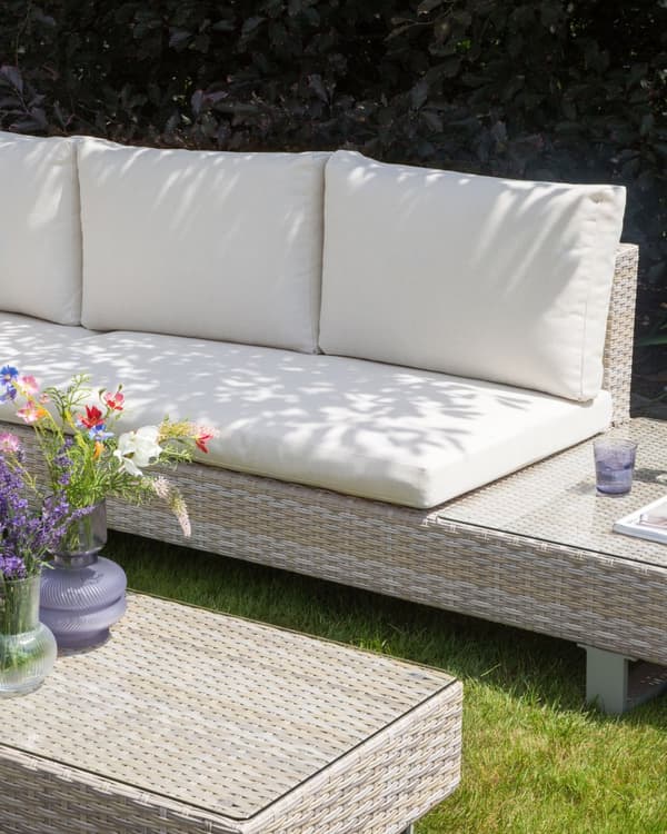 Loungesæt Rattan 5 Personers Udendørs Havesofa med Sofabord Modul Vandtætte Hynder til Terrasse Have Indretning