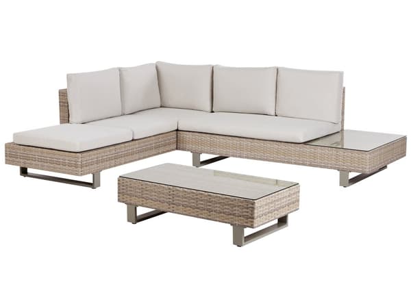 Loungesæt Rattan 5 Personers Udendørs Havesofa med Sofabord Modul Vandtætte Hynder til Terrasse Have Indretning