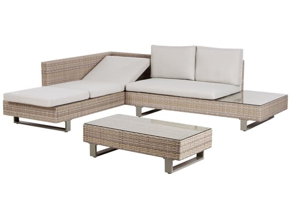 Loungesæt Rattan 5 Personers Udendørs Havesofa med Sofabord Modul Vandtætte Hynder til Terrasse Have Indretning