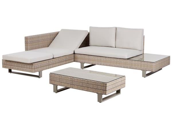 Loungesæt Rattan 5 Personers Udendørs Havesofa med Sofabord Modul Vandtætte Hynder til Terrasse Have Indretning