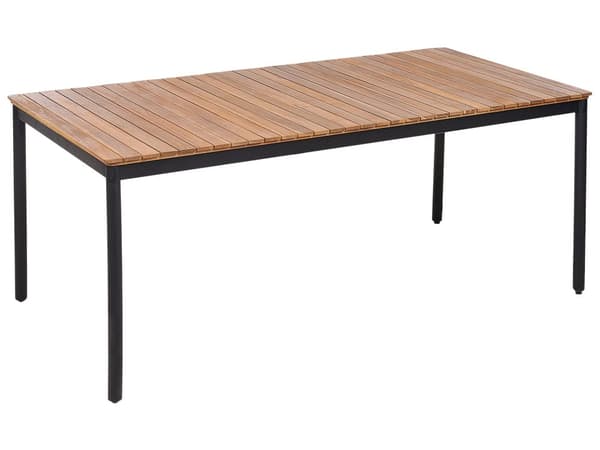 Trädgårdsmatgrupp Bord Ljust Akaciaträ 180 x 90 cm 6 Utomhusstolar Metallram Rustik Stil