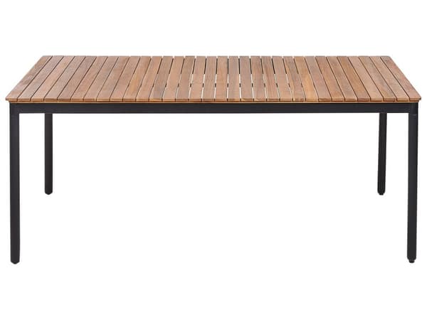 Trädgårdsmatgrupp Bord Ljust Akaciaträ 180 x 90 cm 6 Utomhusstolar Metallram Rustik Stil