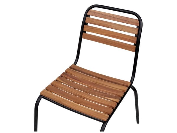Trädgårdsmatgrupp Bord Ljust Akaciaträ 180 x 90 cm 6 Utomhusstolar Metallram Rustik Stil