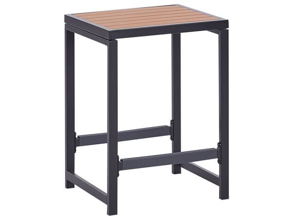 Utendørs spisegruppe Lyst tre Svart Stål Syntetisk tre Bord 150 x 50 cm 2 krakker Moderne design Hagemøbler Barbord Barstoler