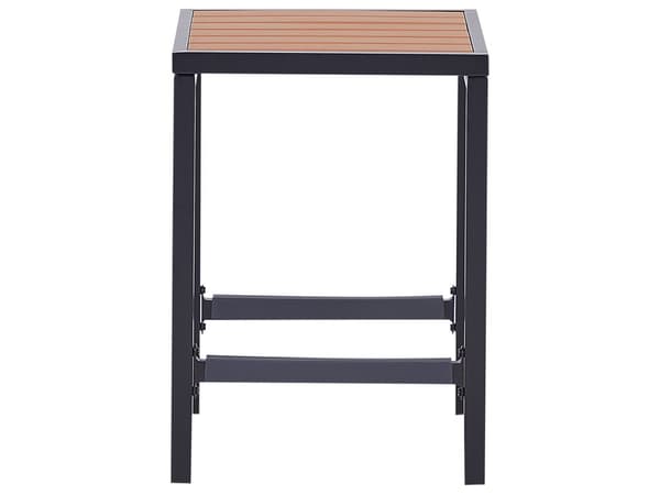 Utendørs spisegruppe Lyst tre Svart Stål Syntetisk tre Bord 150 x 50 cm 2 krakker Moderne design Hagemøbler Barbord Barstoler