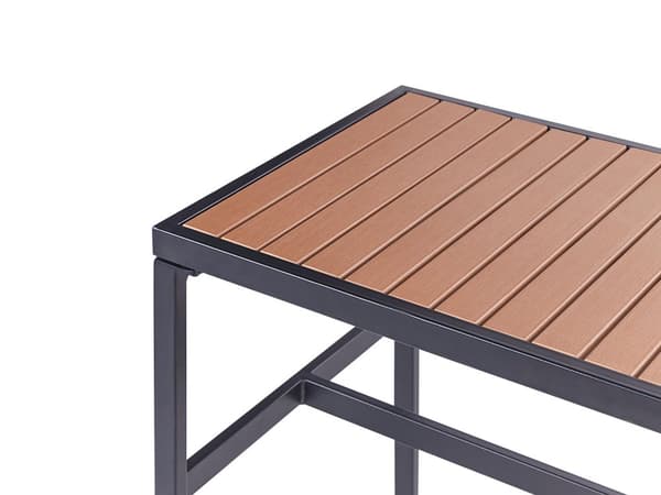 Utendørs spisegruppe Lyst tre Svart Stål Syntetisk tre Bord 150 x 50 cm 2 krakker Moderne design Hagemøbler Barbord Barstoler