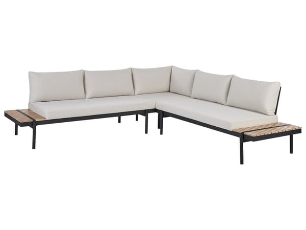 Loungesett Off-white Eukalyptustre 5-seters hjørnesofa med sitteputer Salongbord Moderne design Hagemøbler
