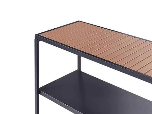 Ulkokeittiön saareke musta teräs vaalea muovipuu 150 x 50 x 90 cm hyllyillä suorakulmio moderni tyyli