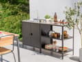 Miniatyrbillede 2 af 11: Udekøkken Sort Stål 2 dele Udendørs Køkken Skab med Vask Rustfrit Havekøkken med Hylder til Terrasse