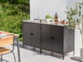 Miniatyrbillede 2 af 11: Udekøkken Sort Stål 2 dele Udendørs Køkken Skabe med Vask Rustfrit Havekøkken med Hylder til Terrasse