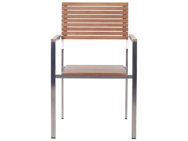 Trädgårdsmatsal Certifierad Teak Trä Metallram 6 Sittplatser 200 x 90 cm Slatted Design Modern Industriell Utomhus