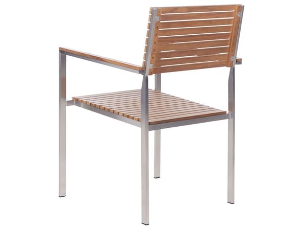 Trädgårdsmatsal Certifierad Teak Trä Metallram 6 Sittplatser 200 x 90 cm Slatted Design Modern Industriell Utomhus
