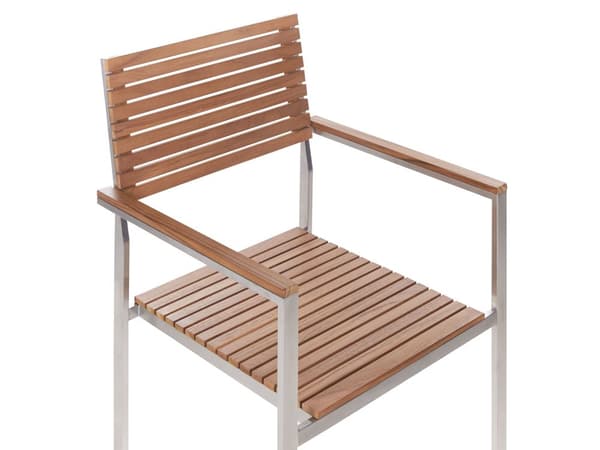 Trädgårdsmatsal Certifierad Teak Trä Metallram 6 Sittplatser 200 x 90 cm Slatted Design Modern Industriell Utomhus