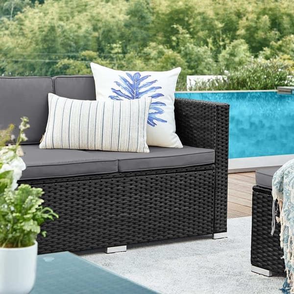 Rootz 4-osainen patiohuonekalusetti - Ulkosohva - Rakkaus - Sohvapöytä - PE-polyrottinki - VFT-pehmuste - 60cm x 173cm x 66cm