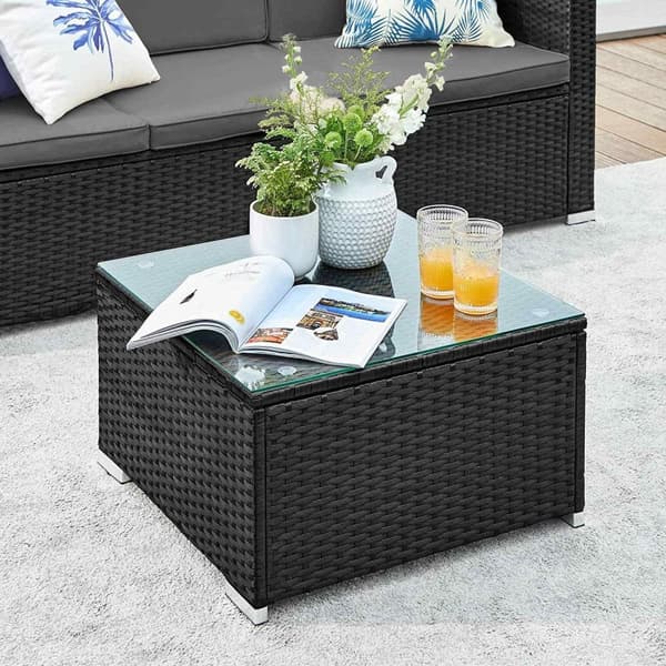 Rootz 4-osainen patiohuonekalusetti - Ulkosohva - Rakkaus - Sohvapöytä - PE-polyrottinki - VFT-pehmuste - 60cm x 173cm x 66cm