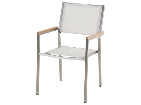 Matgrupp Vit Aluminium Rostfritt Stål Keramisk Bordsskiva i Glas 4 Stolar Utomhusmöbler Modern Design