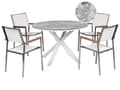 Miniatyrbild 1 av 11: Matgrupp Vit Aluminium Rostfritt Stål Keramisk Bordsskiva i Glas med Marmoreffekt 4 Stolar Utomhusmöbler Modern Design