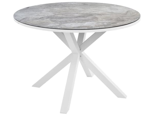 Matgrupp Vit Grå Aluminium Rostfritt Stål Keramisk Bordsskiva i Glas med Marmoreffekt 4 Stolar Utomhusmöbler Modern Design