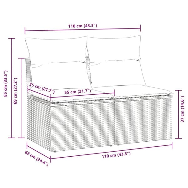 vidaXL Hagesofaer med puter 2 deler beige polyrotting akasie