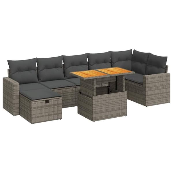 vidaXL sofasæt 5 dele med hynder polyrattan akacietræ grå