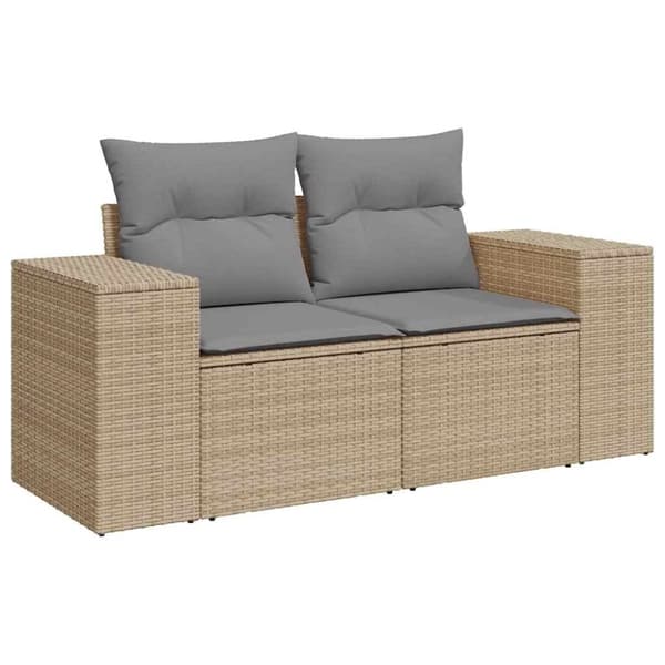 vidaXL Hagesofaer med puter 9 deler beige polyrotting akasie