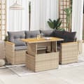 Miniatyrbillede 2 af 11: vidaXL sofasæt til haven 5 dele med hynder polyrattan og akacie beige