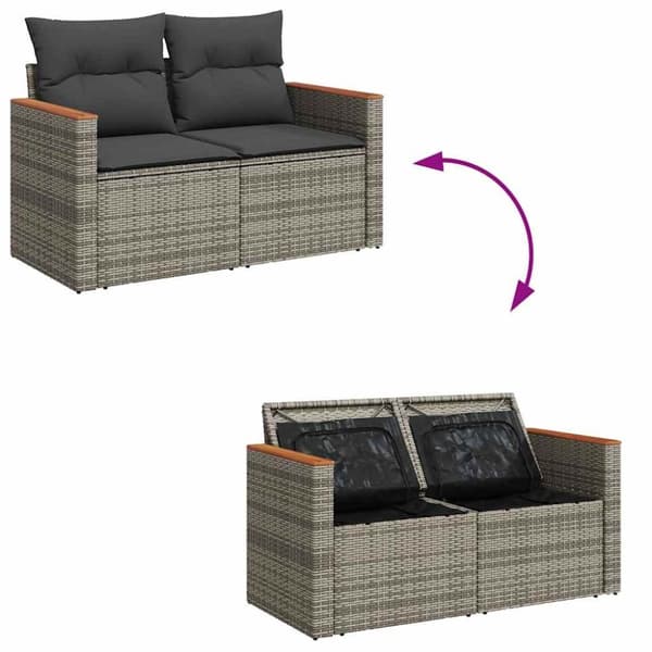 vidaXL sofasæt til haven 9 dele med hynder polyrattan akacietræ grå