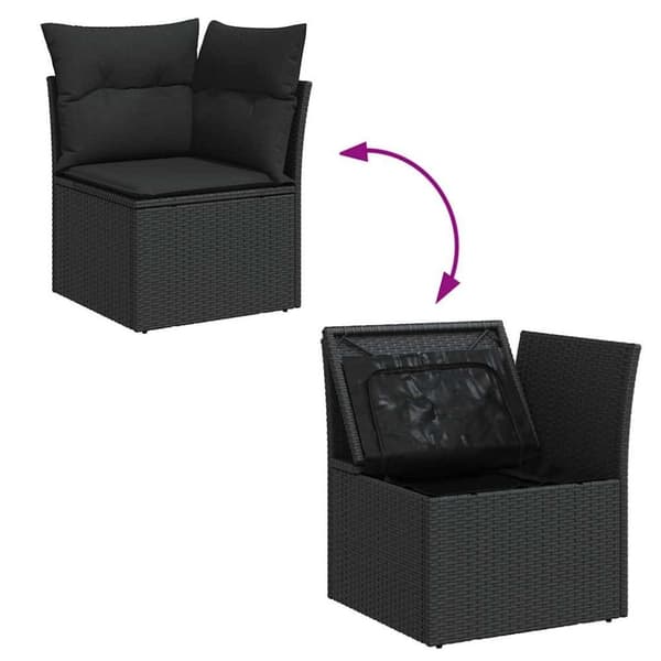 vidaXL Hagesofaer med puter 9 deler svart polyrotting akasie