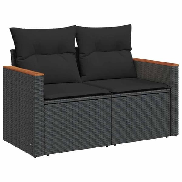 vidaXL Hagesofaer med puter 9 deler svart polyrotting akasie