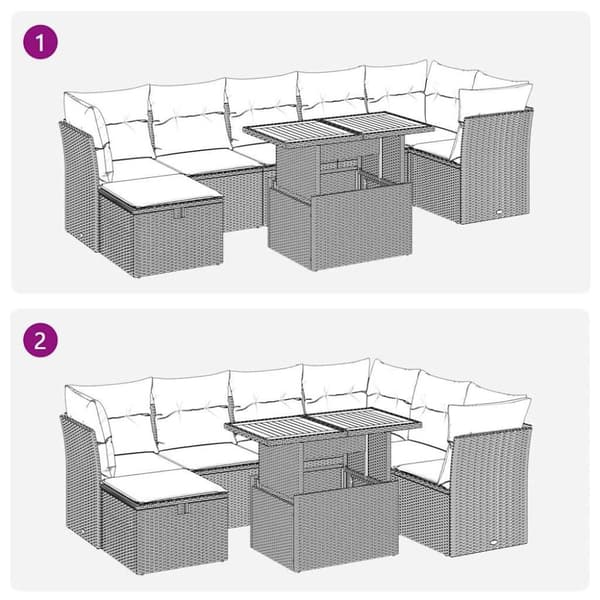 vidaXL sofasæt til haven 8 dele med hynder polyrattan akacietræ grå