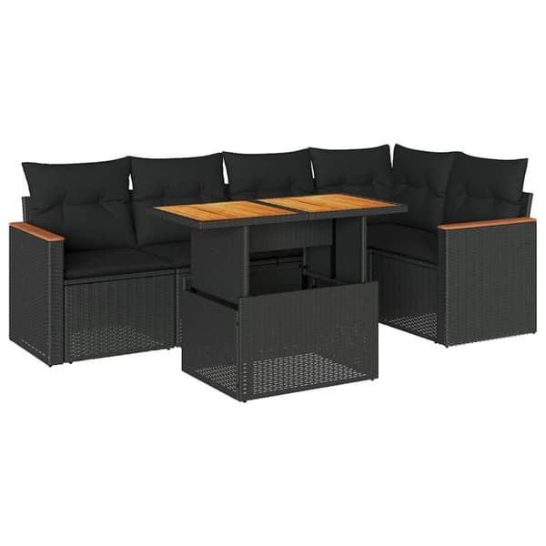 vidaXL Hagesofaer med puter 6 deler svart polyrotting akasie