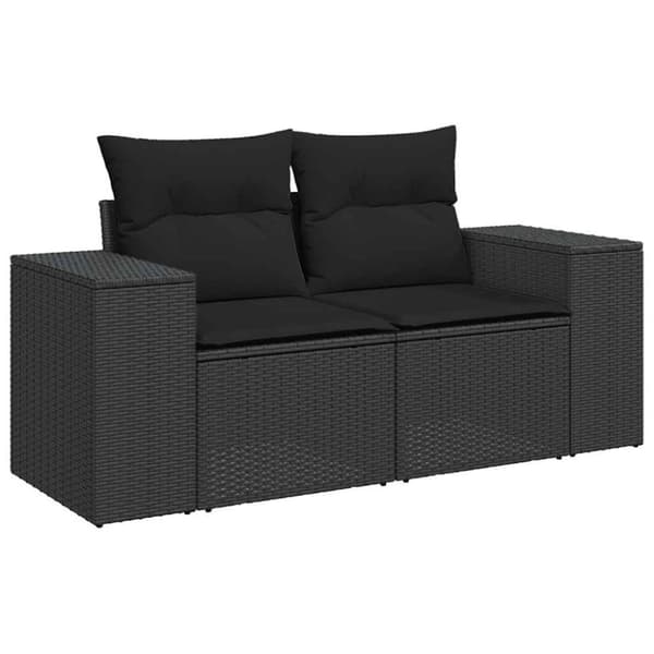 vidaXL sofasæt til haven 5 dele med hynder polyrattan akacietræ sort