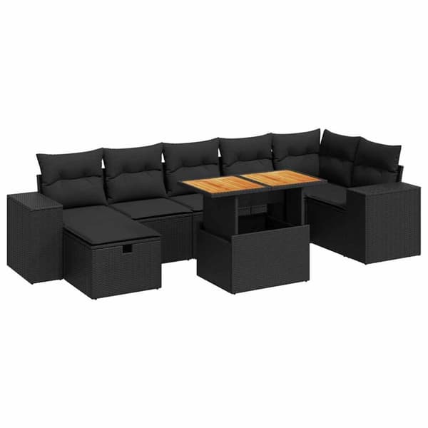 vidaXL sofasæt til haven 5 dele med hynder polyrattan akacietræ sort
