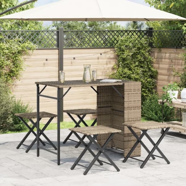 vidaXL Hagespisegruppe 5 deler beige polyrotting