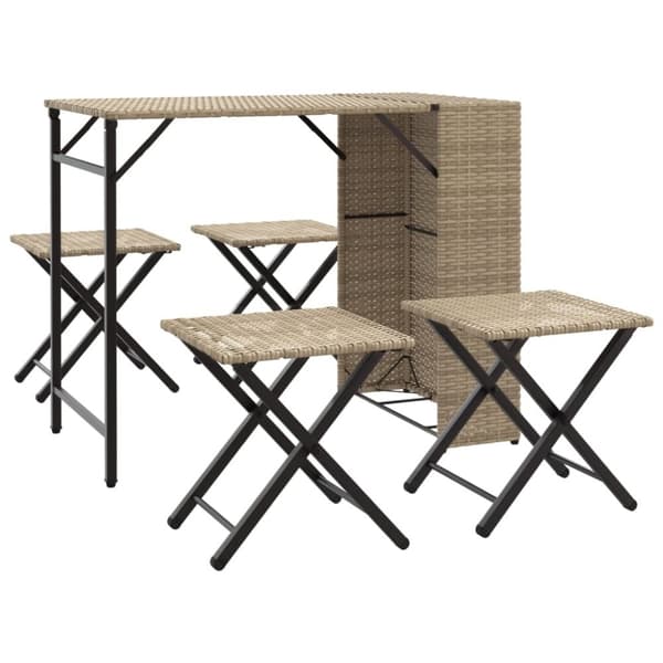 vidaXL Hagespisegruppe 5 deler beige polyrotting