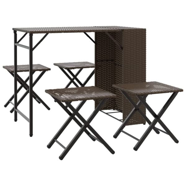 vidaXL Hagespisegruppe 5 deler sammenleggbar brun polyrotting