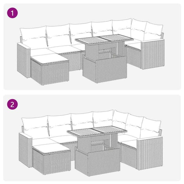 vidaXL Hagesofaer med puter 8 deler svart polyrotting akasie