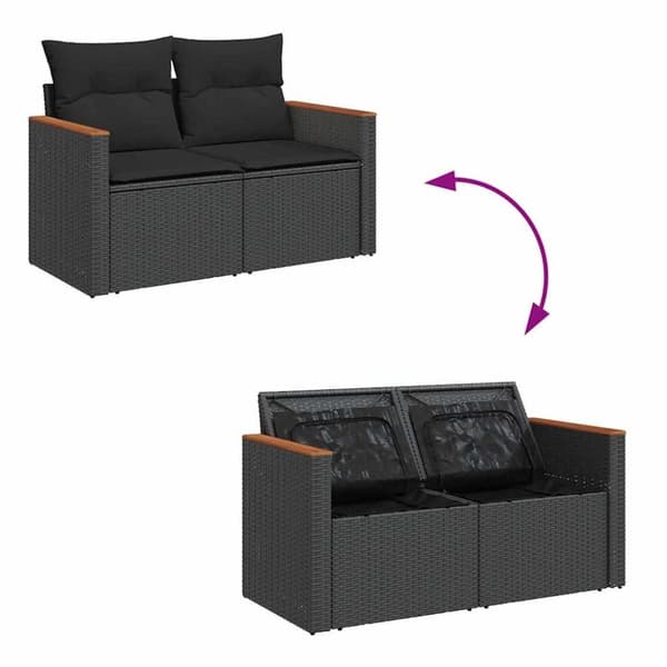 vidaXL Hagesofaer med puter 9 deler svart polyrotting akasie