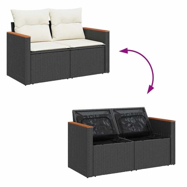 vidaXL Hagesofaer med puter 7 deler svart polyrotting akasie