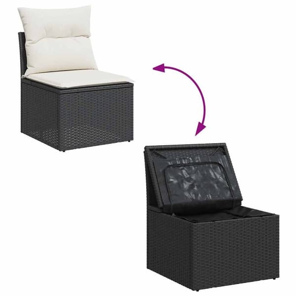 vidaXL Hagesofaer med puter 7 deler svart polyrotting akasie