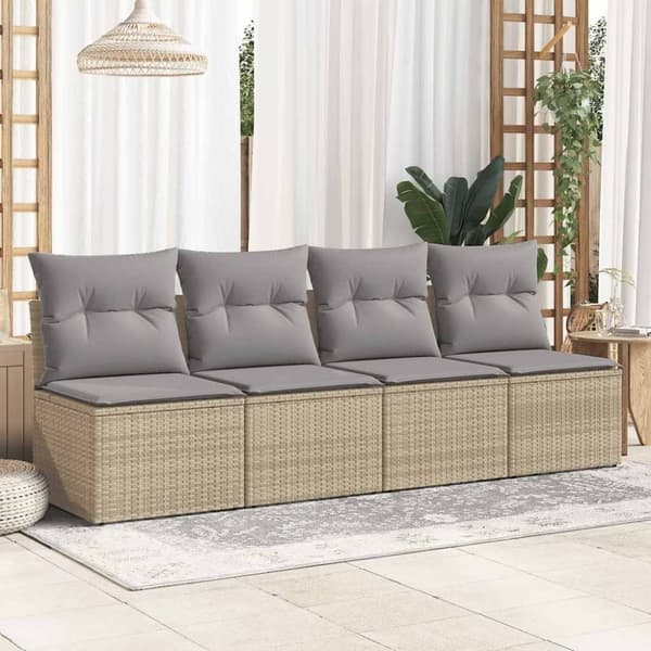 vidaXL Hagesofaer med puter 2 deler beige polyrotting akasie
