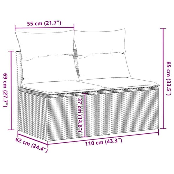 vidaXL Hagesofaer med puter 2 deler beige polyrotting akasie
