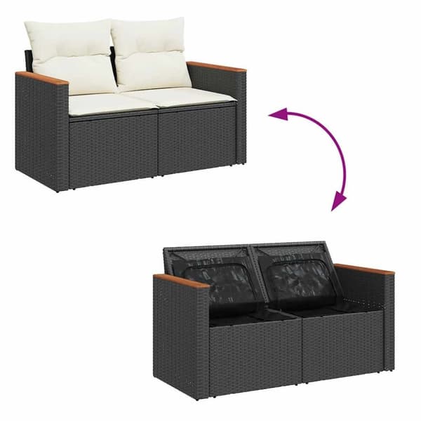 vidaXL Hagesofaer med puter 9 deler svart polyrotting akasie