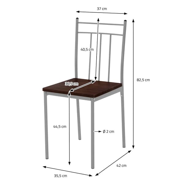 Matgrupp för 4 personer 5-delad med matbord och 4 stolar mörkbrunt trä ML design